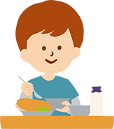 給食を食べてるイラスト