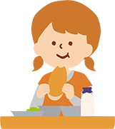 給食を食べてるイラスト